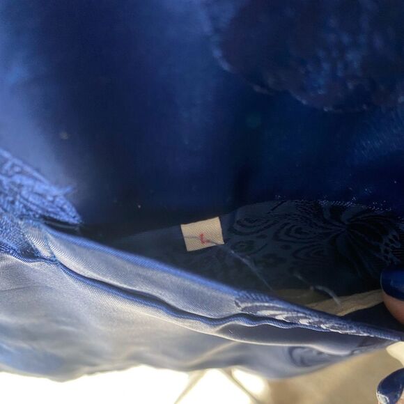 Vintage Black Rabbit Fur Reversible Vest w/ Blue Satin L (Fits M) - Picture 5 of 6